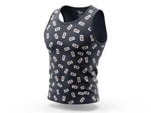 Mens Large Miller Lite Beer Can All Over Print Tank Top Navy Blue Muscle Tee